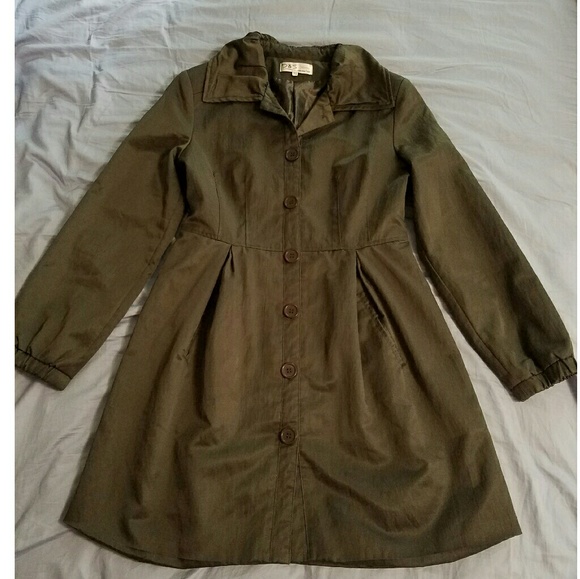D&S Design Jackets & Blazers - Hunter Green Button Down Midi Trench Jacket
